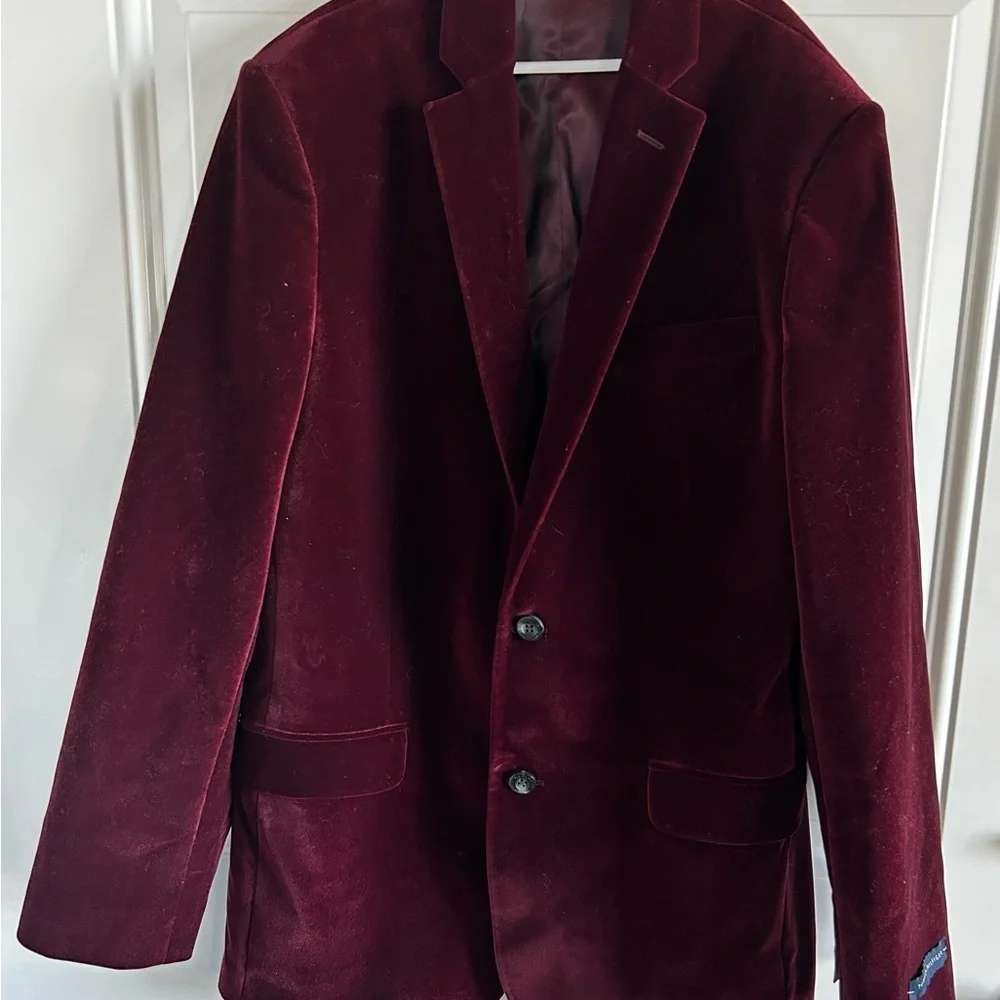 Tommy Hilfiger Rich Maroon Velvet Blazer